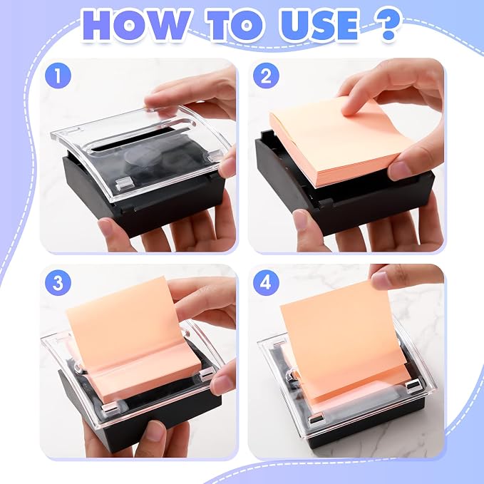 Mimorou 1 Pcs Pop up Sticky Notes Dispenser Sticky Note Holder Black Base Clear Top for 3 x 3 Inches Pad Holder for Acrylic Memo Organizer Fits Reminder School Office Home Store