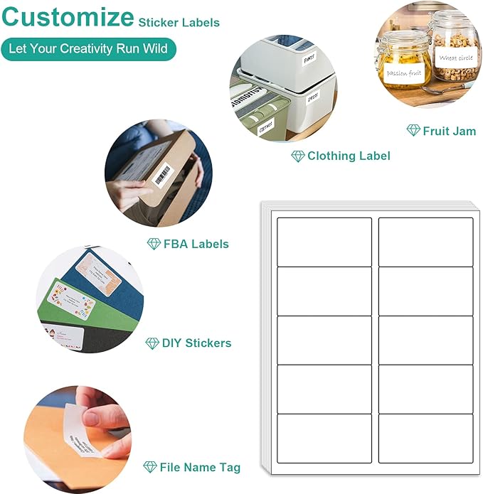 MFLABEL 2x4 Shipping Address Labels - 10-UP, 3000 Count, 300 Sheets for Printer - Internet Mailing Stickers, 2" x 4" FBA Labels for Laser/Inkjet Printer