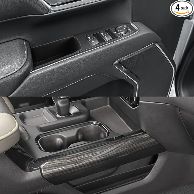 for 4PCS Door Organizer Tray& 2PCS Lower Center Console Organizer Tray Compatible with 2022–2026 Silverado&Sierra 1500/2024–2026 Silverado&Sierra 2500HD/3500HD–Full Console w/Bucket Seats Only