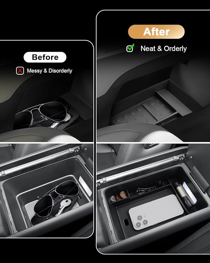 2026 Santa Fe Center Console Organizer - Center Console Organizer Tray + TPE Console Lower Organizer Tray For 2024-2026 Hyundai Santa Fe(SE/SEL/XRT/Limited/Calligraphy)/Santa Fe Hybrid Accessories