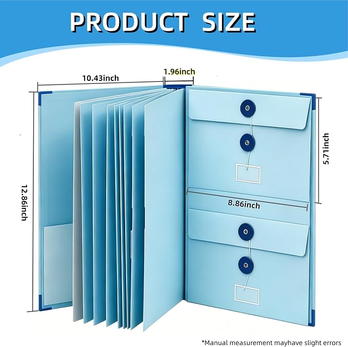 Important Document Organizer for Family Records, Home Filing System with Tabs and Pockets for Passport, Birth Certificate, Insurance Policies, Legal Documents and Important Papers(Blue)