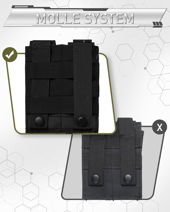 ELVO Pistol Magazine Holster, Double 9mm Mag Pouch | Open-Top Dual Magazine Holder, Tactical Belt, Molle Compatible