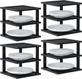 4 Pack Bamboo Corner Shelf,3 Tier Kitchen Cabinet Organizer for Plates and Dishes,Pantry Storage and Spice Rack（Black）