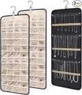 2 Pack Hanging Jewelry Organizer for Closet, Double Sided 36 Necklace Hooks 48 Pockets Holder