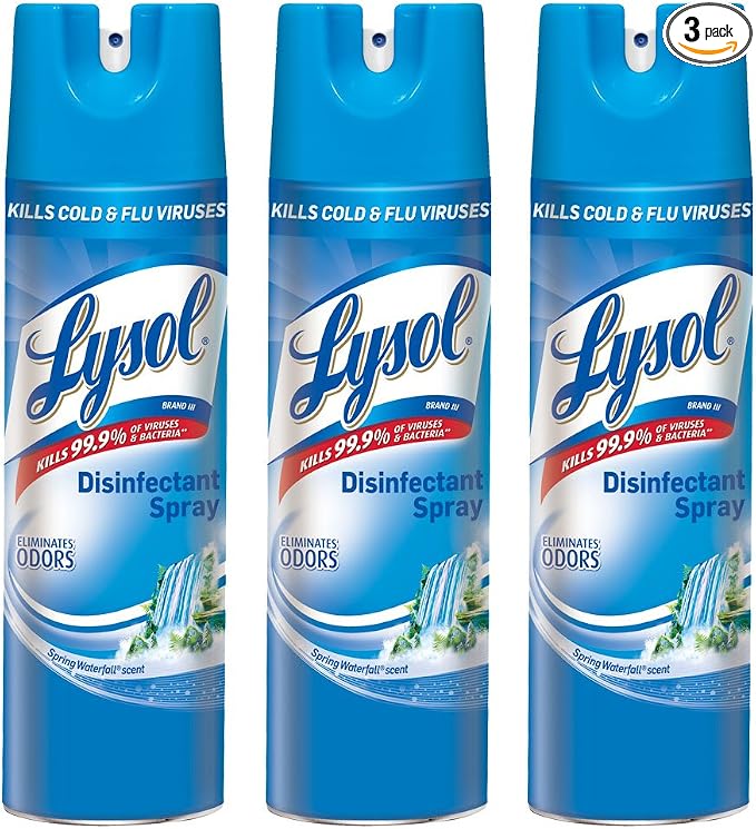 Lysol Professional Disinfectant Spray, Spring Waterfall, 19 oz (3 Pack)