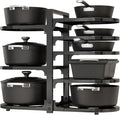 Adjustable Heavy Duty Pots and Pans Organizer Under Cabinet, 8-Tier Pot and Pan Organizers Inside Cabinet, Kitchen Cabinet Organizers and Storage, Black