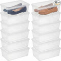 novelinks 12 Pack 6 Quart Clear Plastic Storage Bins with Lids, Shoe Boxes | Shoe Bins, Shoe Containers, Clear Shoe Storage Boxes, Shoe Boxes Clear Plastic Stackable, Craft Organizers and Storage