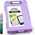 Sooez Reinforced Clipboard with Storage, Inner Plastic Folder Attached, Heavy Duty Clip Boards 8.5x11 with Pen Holder, High Capacity Nursing Clipboards for Teacher Office Home, Letter / A4 Size