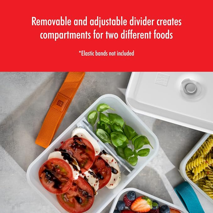 ZWILLING Fresh & Save Plastic Flat Lunch Box, Airtight Container, Meal Prep, BPA-Free, Grey, Semitransparent - Large