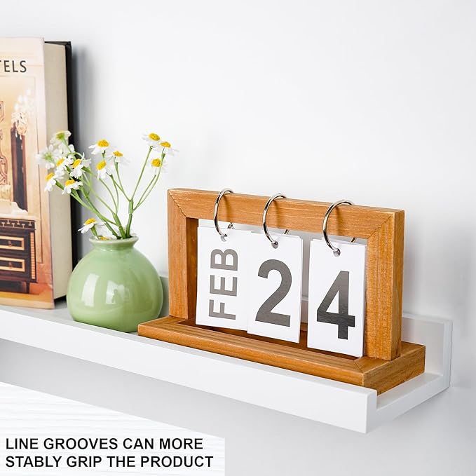 MBYD White Floating Shelves, Modern Photo Shelves with Lip, 24 Inch Wall Mount Picture Ledge Wall Shelf for Bedroom Kitchen Office Living Room Kitchen, Nursery Book Shelves Set of 3 Same Dimension
