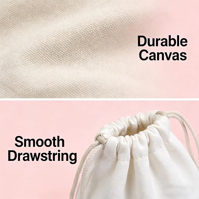 Pointe Shoe Bag Breathable Canvas Ballerina Dance Bag Soft Sole Drawstring Ballet Accessories (Canvas Drawstring, White)