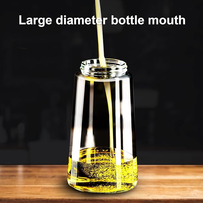 mqnxoi 2 in 1 Glass Oil Sprayer & Dispenser,16oz/470ml Olive Cooking, Air Fryer, and Salad, for Kitchen Gadgets and Air Fryer Accessories, w/Stickers (Black + White Bottle 2)