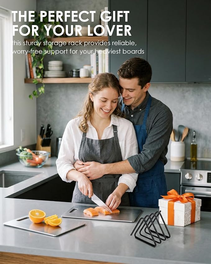 2 Pcs Cutting Board Holder, Heavy Duty Triangle Metal Organizer, Baking Cookie Sheet Organizer for Cabinet, Non-Slip Strips