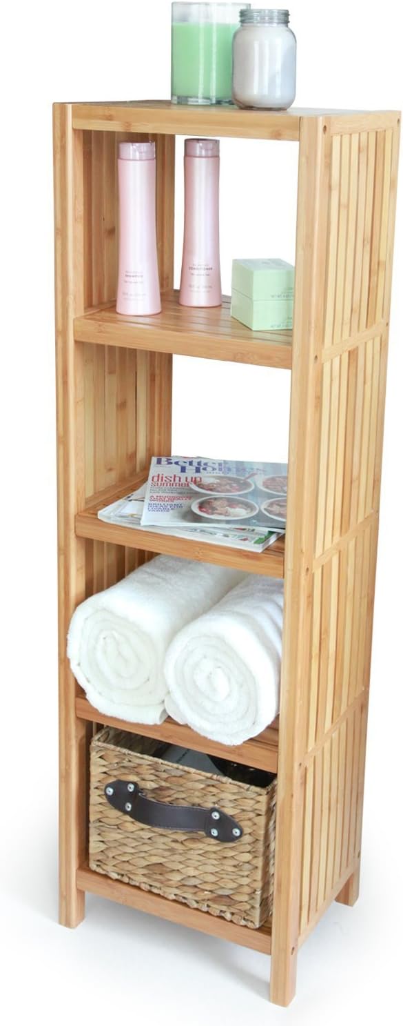 ToiletTree Products Bamboo Freestanding Organizing Shelf - Wooden Bathroom Shelf to Store Toiletries - Bamboo Shelf to Use in The Bathroom, Bedroom, and More - 4-Tier Shelf