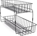 Smart Design 2-Tier Slide Out Baskets- 18" x 9" x 11.8 inches - Black