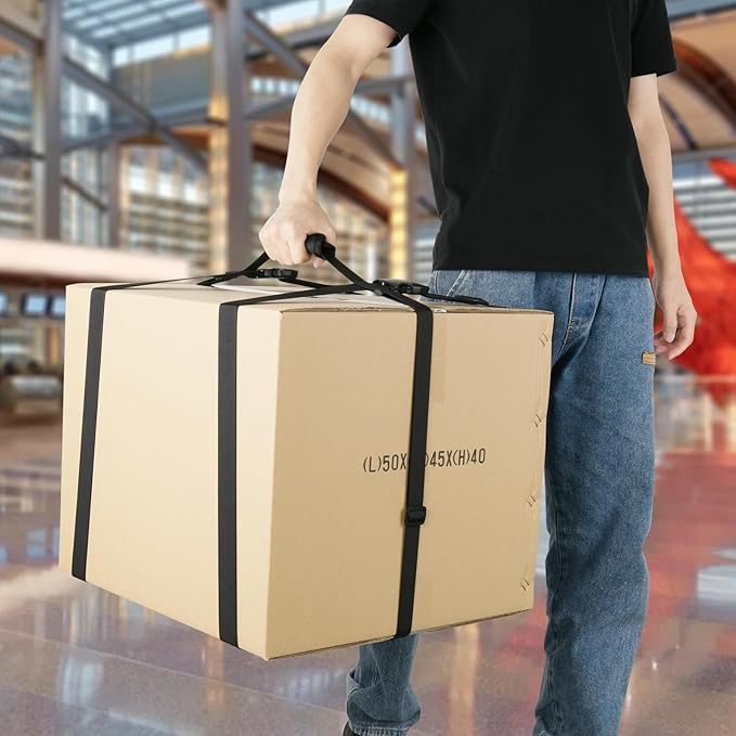 Moving Bags Carrying Strap with Handle, Heavy Duty Moving Boxes Lashing Strap Holder, Adjustable Belt Cross Style Carry Straps for Safely Moving and Lifting Heavy Boxes, Storage Totes, Groceries