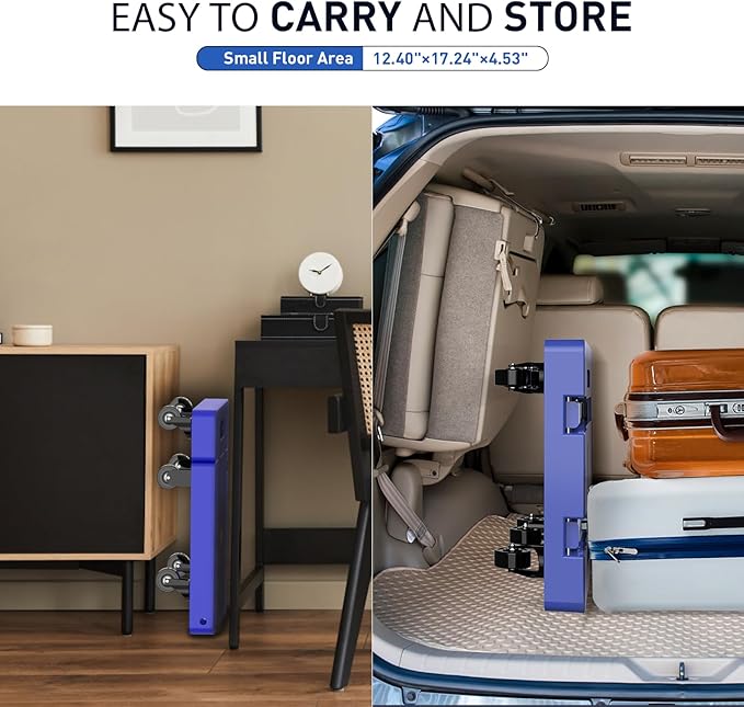 SPACEKEEPER Folding Hand Truck, 500 LB Capacity Luggage Cart, Portable Folding Dolly with 6 Wheels and 2 Elastic Ropes for Luggage, Personal, Travel, Auto, Moving and Office Use, Blue