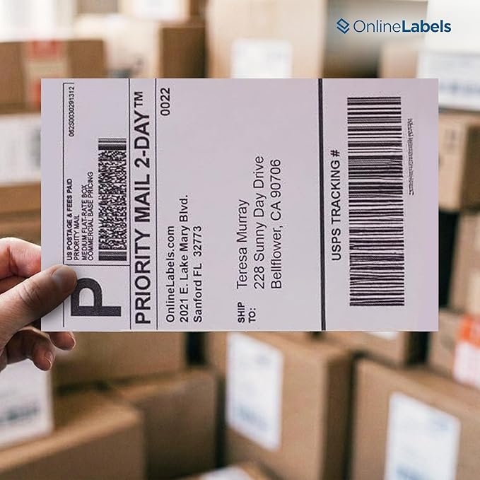 8.5 x 5.5 Half-Sheet Shipping Labels - Permanent, White Matte - for FBA, FedEx, UPS - Pack of 500 Labels, 250 Sheets - Inkjet/Laser Printers - Online Labels