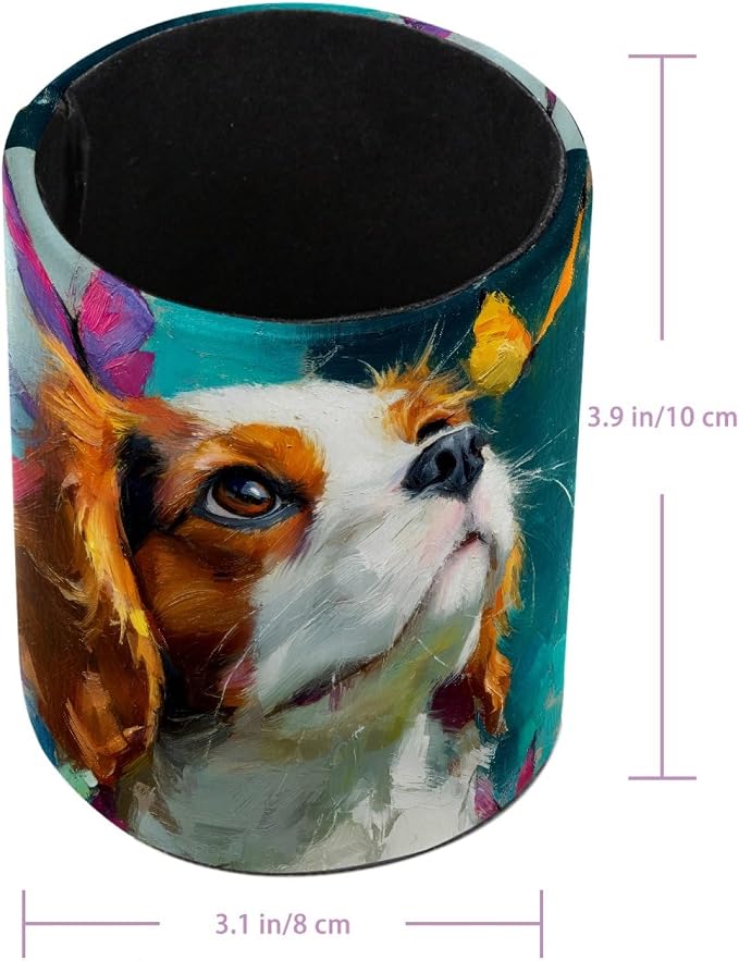 Leather Pen Holder for Desk, Beagle Butterfly Pencil Cup Pen Organizer Makeup Brush Holder for Office Home Kids Countertop Desk Accessory Storage