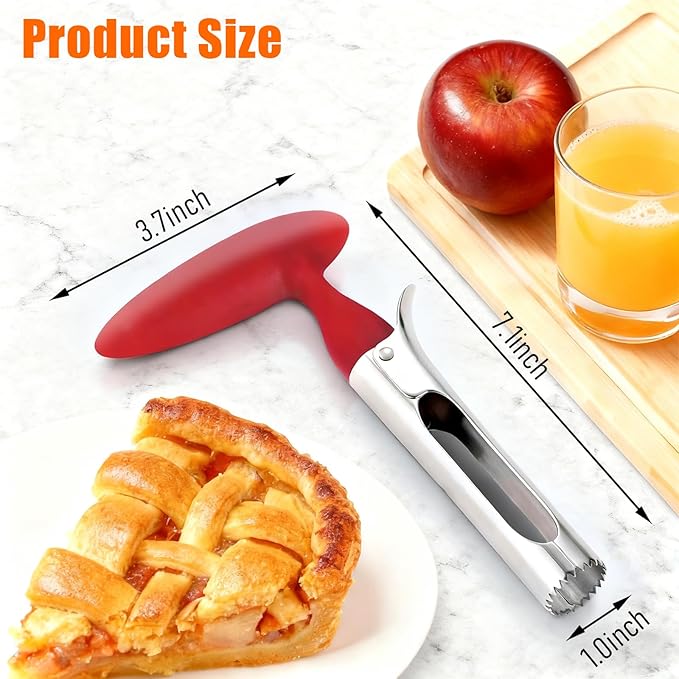 Bestac Apple Corer - Stainless Steel Sharp & Safe Easy to Remove Cores for Apples/Pears Clean & Efficient Ideal for Home Kitchen & Baking (Red)