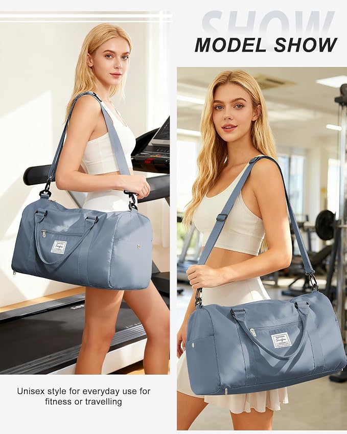 Gym Bags Womens Mens with Shoes Compartment and Wet Pocket Travel Duffel Bag for Women for Plane Sport Gym Tote Bags Swimming Yoga Waterproof Weekend Overnight Carry on Bag Hospital Holdalls