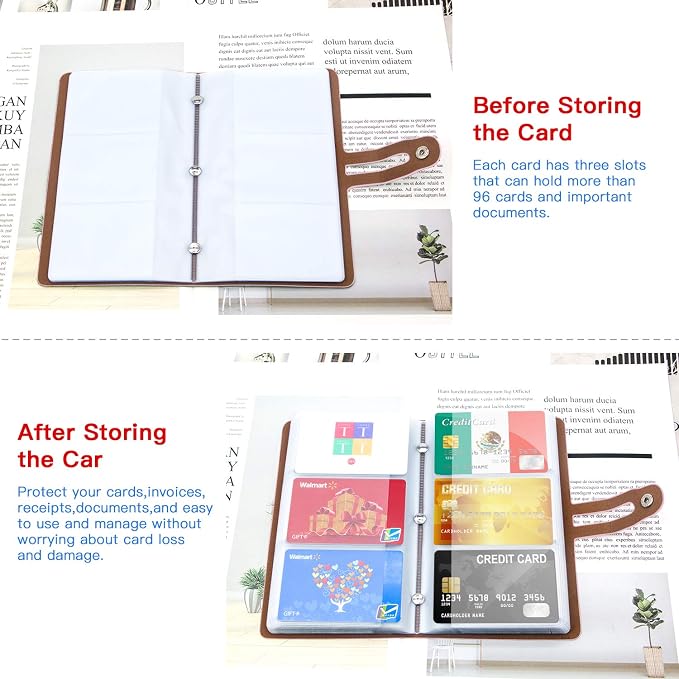 Padike RFID Credit Card Holder Business Card Organizer Business Card Holder, with 96 Card Slots Credit Card Protector for Managing Your Different Cards to Prevent Loss or Damage (Pink)