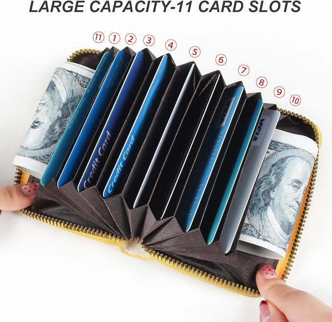 Credit Card Wallet, RFID Card Case Wallet, Zipper Card Cases Holder for Men Women, RFID Blocking, KeyChain Wallet, Compact Size Card Organizer Case for Women