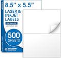 8.5" X 5.5" Matte White Printable Half Sheet Shipping Labels (500 Sheets, 1000 Stickers) Mailing and Address Labels for Laser & Inkjet Printers - Spartan Industrial Template R025