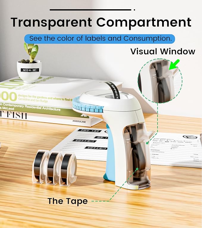 Embossing Label Maker Vintage Manual with 3 Rolls 3D Label Tapes | Lightweight Handheld Embossed Labeler, Back-To-School Supplies, Classroom Must Have, Scrapbook Crafting Daily Personalized
