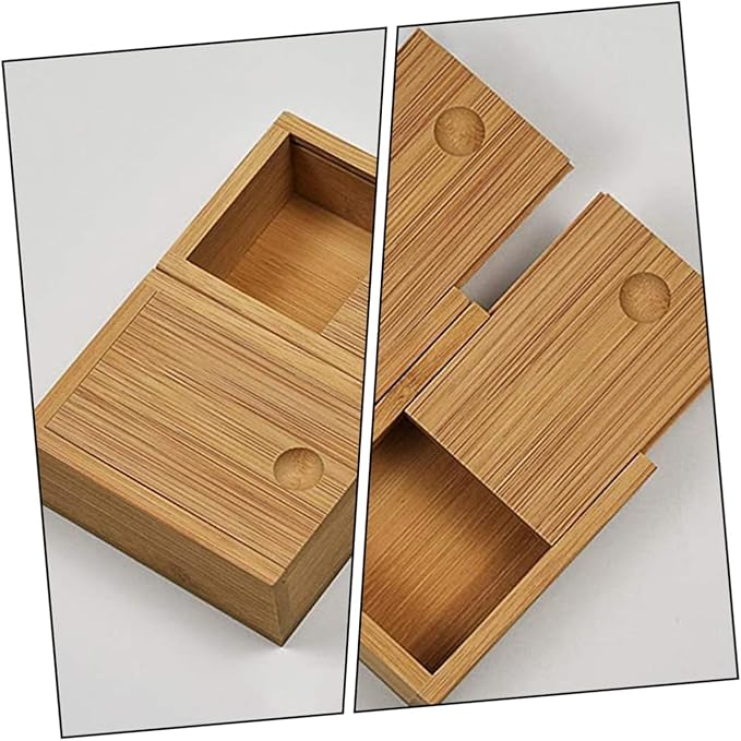 Bamboo Pull-out Lid Storage Box Chic Jewelry Case Retro Decorative Organizer for Home and Office Practical Desktop Decor