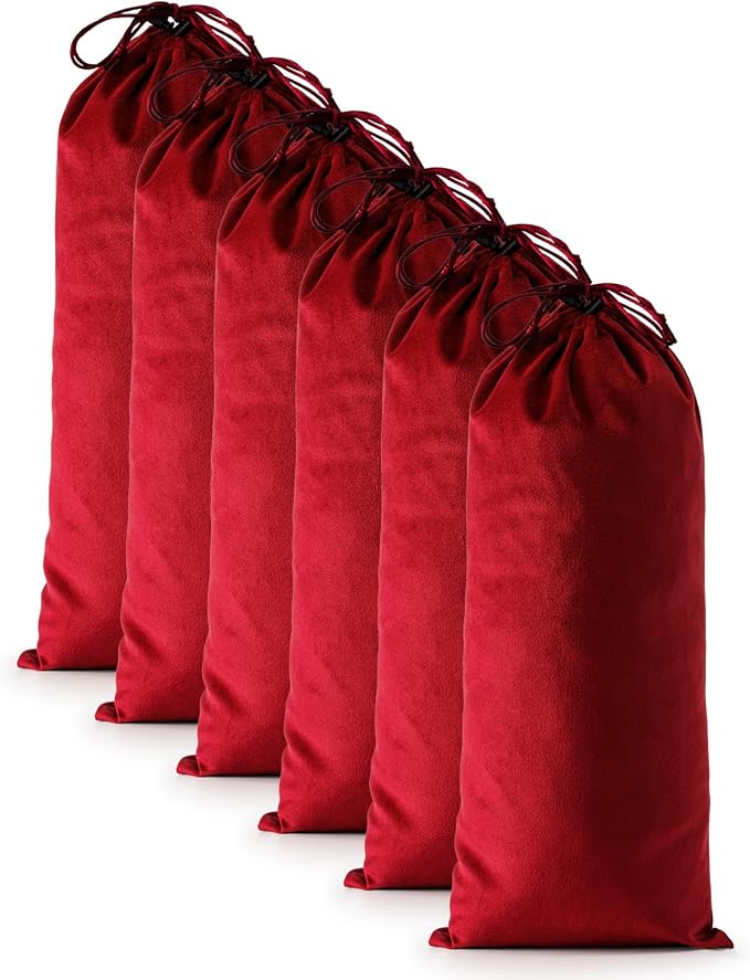 6 Pcs Single Shoe Bags for Travel, Dust Velvet Bag, Rio Red, 17.3x8.6 Inch | Washable & Reusable Travel Shoe Bags, Dustproof Shoe Bags with Drawstring Closure, Suitable for Travel, Home Storage