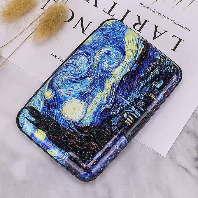 ELFISH RFID Blocking Credit Cards Holder Aluminum Wallet Metal ID Case for Men Women (see moon)