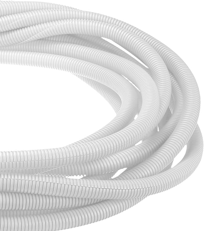 DMiotech 100ft Wire Loom Split Tubing 3/4 Inch(19.1mm) ID, Cord Protectors from Pet Flexible Conduit Cable Management for Office Home Garden, White