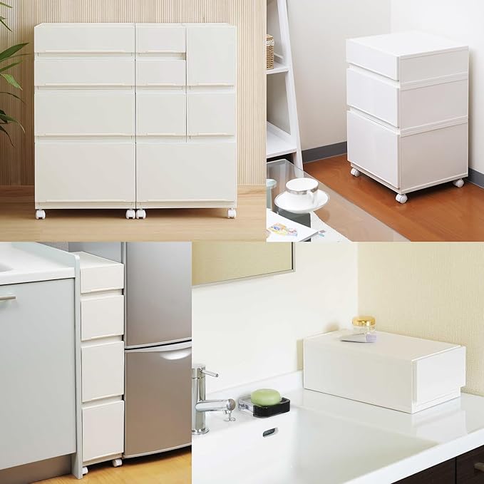 SQC-SWWH SQC-SWWH Correct Case, Freely Combined, Drawer Storage Case, Wide S, White (Front Panel Mirror Surface), Drawer Storage That Can Be Combined According To Your Lifestyle, Pull Out And Close