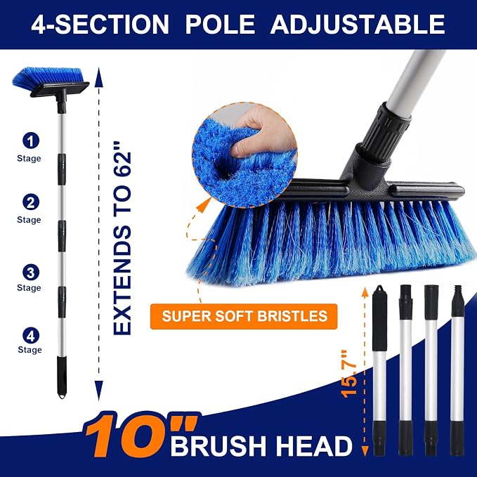 EVERRUSH 62" Car Wash Brush Mop with Long Handle Soft Bristle Scrub Car Washing