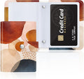 Rouidr Business Card Organizer, RFID Business Card Holder, Small Slim Leather Cards Book, Pocket Name Card Holder Wallet for Women, Simple Abstract Art