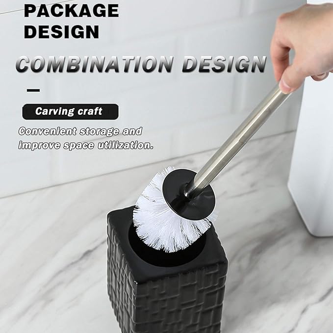 Ceramic Dome Toilet Brush Holder Set Decorative Modern Freestanding Heavy Duty Cleaning Suitable for Home Use (White) (White)