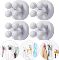 iBetterLife Bathroom Toothbrush Holders Wall Mounted - 4Pcs Silicone Tooth Brush Razor Holder for Shower Mirror Hanging Loofah Towel, Self Adhesive Cute Storage Hook for Kitchen Living Room Office