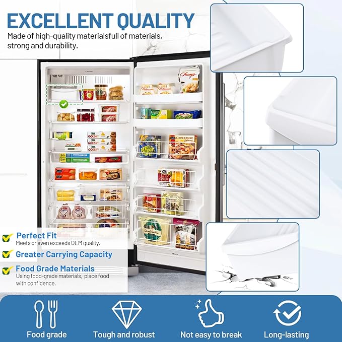 240385201 Ice Cube Container Storage Freezer Bucket Compatible with Frigidaire Kenmore Crosley Refrigerators Parts, Storage Freezer Bin Replacement 7240385201 891419 AP2116228 PS430380 EAP430380