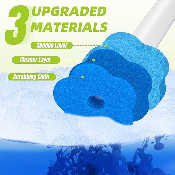 Disposable Toilet Brush, 48 Cleaner Refills, Toilet Brush for Toilet Bowl Cleaners, Bathroom Cleaning