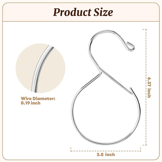 MEILIDY Metal Belt Hanger with Safety Buckle for Closet, Silver, 2 Pcs | Compact Belt Rack, Easy to Hang, Fits for Belts, Ties, Jeans, Scarves, Hats, Purses, Jewelries, Cords, Carabiners