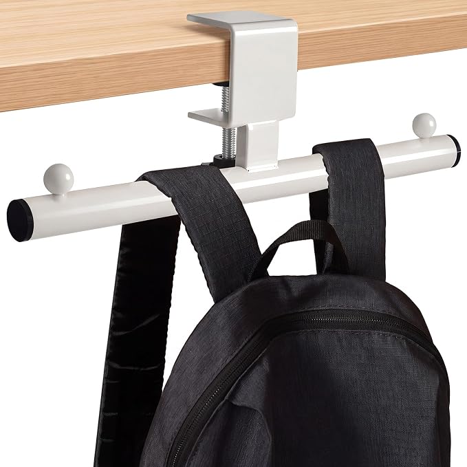 Geelin 1 Pcs White Heavy-Duty Bag Hook for Desk or Table Bag Hanger Backpack Holder Purse Hook Table Handbag Hanger Organizer Storage Under Desk for Office Classroom Dorm Accessories
