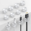 12Pack Cord Organizer [1s Lock] Spring Cable Holder Clips - Lamicall Desk Cord Management Clips, [Smooth Adjustable] Phone Charger Cable, Adhesive Wire Keeper for Nightstand Wall Car Office