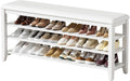 Taitiy Shoe Rack Bench Entryway Storage, Shoe Organizer Bench for Entryway, Ideal for Front Doors Entrances Hallway Mudroom Featuring Rubberwood and 3 Height-Adjustable Removable Shelve