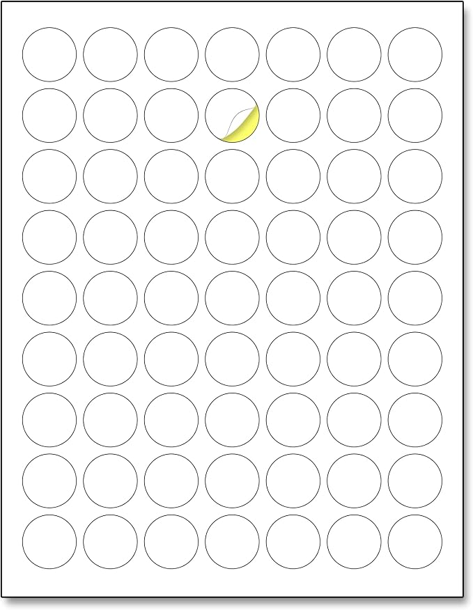 1 inch Round Labels Printable Circle Stickers - 8.5" x 11", 200 Sheets | Laser/Inkjet Printing, comes with Print Templates