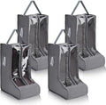 Sanwuta 4 Pcs Grey Portable Boots Bag for Cowboy Boots Tall Boot Storage Bags Portable Waterproof Protector Tools for Travel and Daily Wardrobe Shoe Cabinet and Other Home