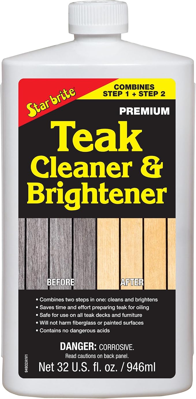 Star Brite Teak Cleaner & Brightener, Restore Weathered Wood, 32oz (094932) | Restore Weathered Wood
