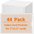 Storage Bin Labels, 2×3.5 in Index Card Holder, Clear Adhesive Pockets | 44 Pcs, Strong Adhesive, Waterproof & Clear, Removable with No Residue, for Tote Box Drawer, Library Classroom Organization