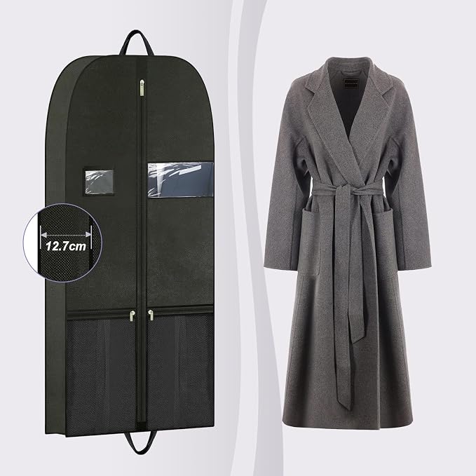 54" Garment Bags 2 Pack, Hanging Dress Covers for Closet Storage and Travel | Two breathable garment covers with pockets, handles and zippers for protecting dresses, suits, shirts and seasonal clothing.