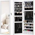 LED Jewelry Cabinet with Mirror - 47.3" Mirror Jewelry Armoire Door Hanging/Wall Mounted Mirror with Storage And Drawers White